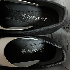 レディースシューズ　黒　パンジー　晴雨兼用の画像