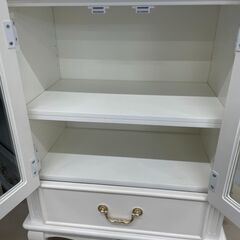 【ジャングルジャングル滋賀草津店】ジモティ来店特価‼ キャビネット アンティーク ホワイト J-251121の画像