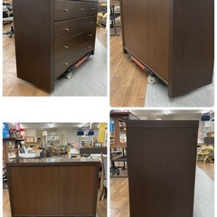 S144 ⭐ 4段チェスト ローチェスト タンス 箪笥 ブラウン 幅117cm USEDの画像