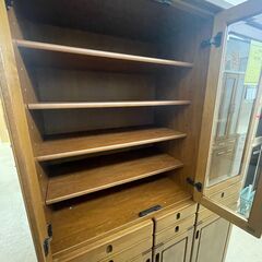 【ジャングルジャングル滋賀草津店】ジモティ来店特価‼ 食器棚 ブラウン J-251122の画像