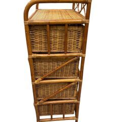  ラタン 籐 4段チェスト ヴィンテージ  籐 籐製品　ラタンチェスト　アジアン家具　ランドリーラックの画像