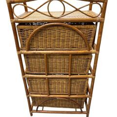  ラタン 籐 4段チェスト ヴィンテージ  籐 籐製品　ラタンチェスト　アジアン家具　ランドリーラックの画像