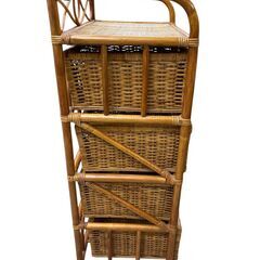  ラタン 籐 4段チェスト ヴィンテージ  籐 籐製品　ラタンチェスト　アジアン家具　ランドリーラックの画像