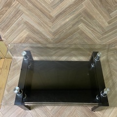 オシャレ家具　ガラスローテーブル　センターテーブル　サイズ約90×50×40cmの画像