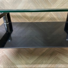 オシャレ家具　ガラスローテーブル　センターテーブル　サイズ約90×50×40cmの画像