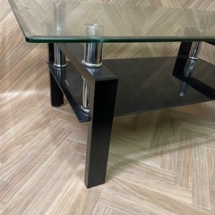 オシャレ家具　ガラスローテーブル　センターテーブル　サイズ約90×50×40cmの画像