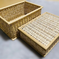 無印　ブリ材　バスケット　廃盤品　2個セットの画像