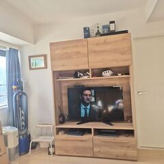 [幅124] 壁面収納 テレビボード ハイタイプテレビ台 収納 42インチ 国産 木製 の画像