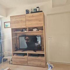 [幅124] 壁面収納 テレビボード ハイタイプテレビ台 収納 42インチ 国産 木製 の画像