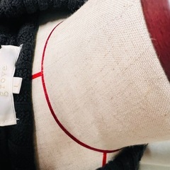 grove グローブ ニットベスト×シャツワンピース セット風 L 黒 ストライプ 
の画像