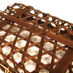 美品　竹製ダークブラウン バスケット W250 D155 H55の画像