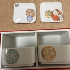 【お値下げ】深川製磁　寿赤絵　ペア　蓋物　ボンボニエールの画像