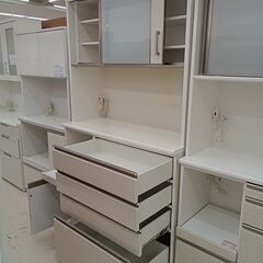 リユースのサカイ栃木店★ジモティ割あり★ NITORI 食器棚 ポスティア120 ホワイト W120.5×D50×H206 クリーニング済み TC11431の画像