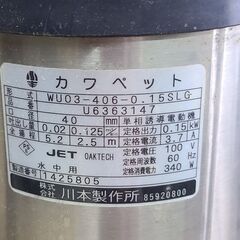  川本ポンプ カワペット　水中ポンプ 　WUO3-406-0.15SL　 単相100V  1.2の画像