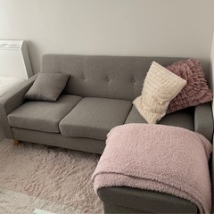 決まりました！カウチソファ　オットマン　グレーの画像