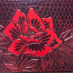 姿見/スタンドミラー　鎌倉彫　牡丹の彫り物 日本板硝子製ガラス　162cm高の画像