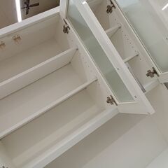 リユースのサカイ栃木店★ジモティ割あり★  食器棚 ホワイト W100×D42×H200 クリーニング済み TC11432の画像