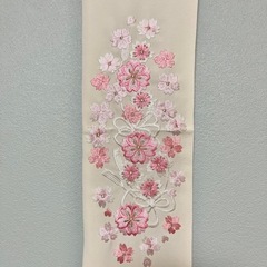 桜刺繍 半襟 クリーム色の画像
