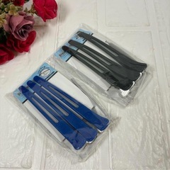 プロ用 ヘアクリップ 美容師 業務用 跡がつかない 滑り止めゴム付き 6本セットの画像