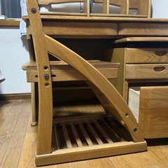 天然木 学習机セット（椅子・ワゴン・上棚付き）／甲府市引き取りの画像