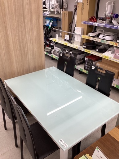 【取りに来られる方限定】　ガラス天板テーブルダイニング５点セット