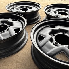 スズキ 純正 JA11 ジムニー　5穴 ホイール 4本 16×5J スチールホイール　鉄チン　マットブラック塗の画像