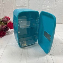 ミニ冷蔵庫型ペンホルダー　貯金箱 ブルー　鉛筆立ての画像