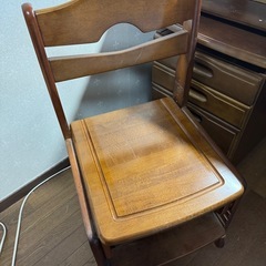 差し上げます！勉強卓　机　オカムラジュニアデスク　アンティーク　学習机　茶色　椅子付きの画像