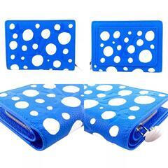 ルイヴィトン LOUIS VUITTON 二つ折り財布 モノグラムアンプラント ポルトフォイユクレア 草間彌生 M82104 ブルーの画像