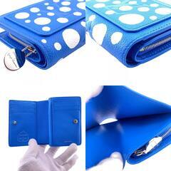 ルイヴィトン LOUIS VUITTON 二つ折り財布 モノグラムアンプラント ポルトフォイユクレア 草間彌生 M82104 ブルーの画像