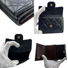 シャネル CHANEL 三つ折り財布 マトラッセ ゴールド金具 ブラウンの画像