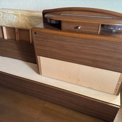 【国分寺】収納付き！シングルベットフレーム　解体済み　茶色の画像