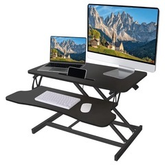 【中古品】スタンディングデスク 卓上 SHUWEI 天板幅80CM ガス圧昇降式デスク 高さ11～50CM キーボードトレイ付き ガス圧昇降式デスク 耐荷重20kg オフィスワークテーブル テレワーク デスクワーク 座り過ぎ解消 在宅勤務 モデルSW-004の画像