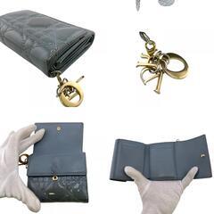 ディオール Dior 二つ折り財布 カナージュ ロータスウォレット ブルーの画像
