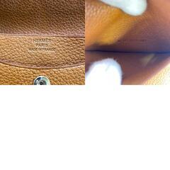 エルメス HERMES カードケース イリアード ヴァッシュ ゴールド シルバー金具 W ブラウンの画像