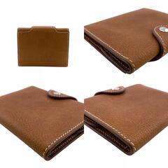 エルメス HERMES カードケース イリアード ヴァッシュ ゴールド シルバー金具 W ブラウンの画像