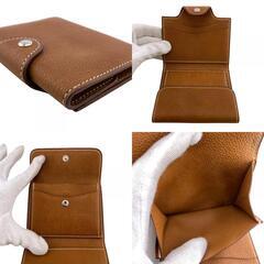 エルメス HERMES カードケース イリアード ヴァッシュ ゴールド シルバー金具 W ブラウンの画像