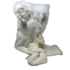 ❣️かわいい❣️キツネ耳　モコモコ　保温 ヘッドキャップ　マフラー一体の画像