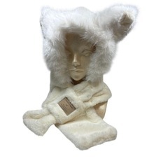 ❣️かわいい❣️キツネ耳　モコモコ　保温 ヘッドキャップ　マフラー一体の画像