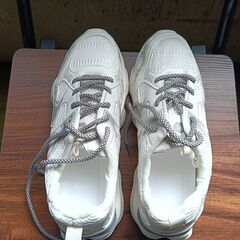 新品 25.5cm メンズ スニーカー ホワイト 厚底 シューズ 普段着 識別番号:【N487-S】の画像