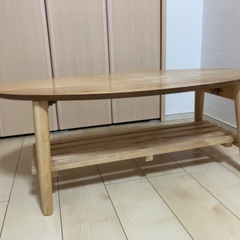 楕円形木製折りたたみローテーブル（11/6最終受付、11\9まで引取り希望）の画像