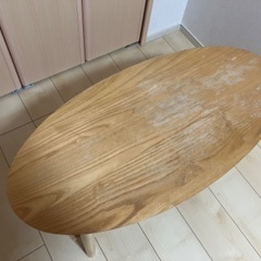 楕円形木製折りたたみローテーブル（11/6最終受付、11\9まで引取り希望）の画像