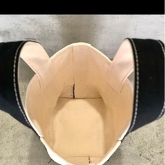 かわいいミニトートバッグ　アイボリー×ブラック　レトロ　の画像