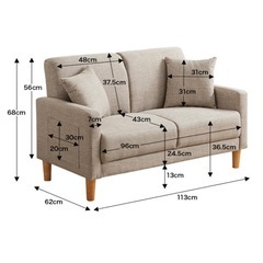 🛋【美品】2人掛けアイボリーソファ／使用1年8か月の画像