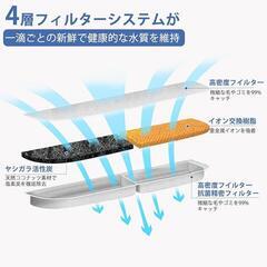 猫 自動 給水器 磁力給水 1.8L 静音 お手入れ簡単 説明書付きの画像