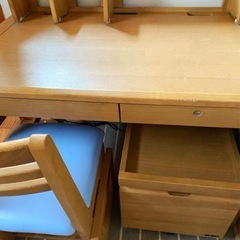 ★ OTSUKA 大塚家具 天然木 学習デスク、チェア、ワゴン、3点セット の画像