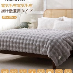 電気毛布 掛け敷き兼用 190×130cm 表兎毛調×裏フランネル リバーシブル／9段階温度・9段階タイマー／洗濯機で丸洗いOKの画像