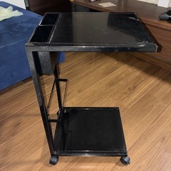 山崎実業(Yamazaki) サイドテーブル ワゴン ブラックの画像