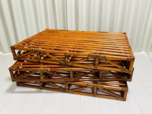 ラタン調　すのこベッドフレーム