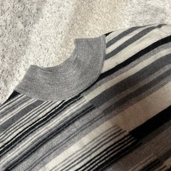 （何かと一緒で無料でお付け致します！）GRANDSEAM グレー　ボーダー柄 ニットセーター 長袖ます！　　　の画像